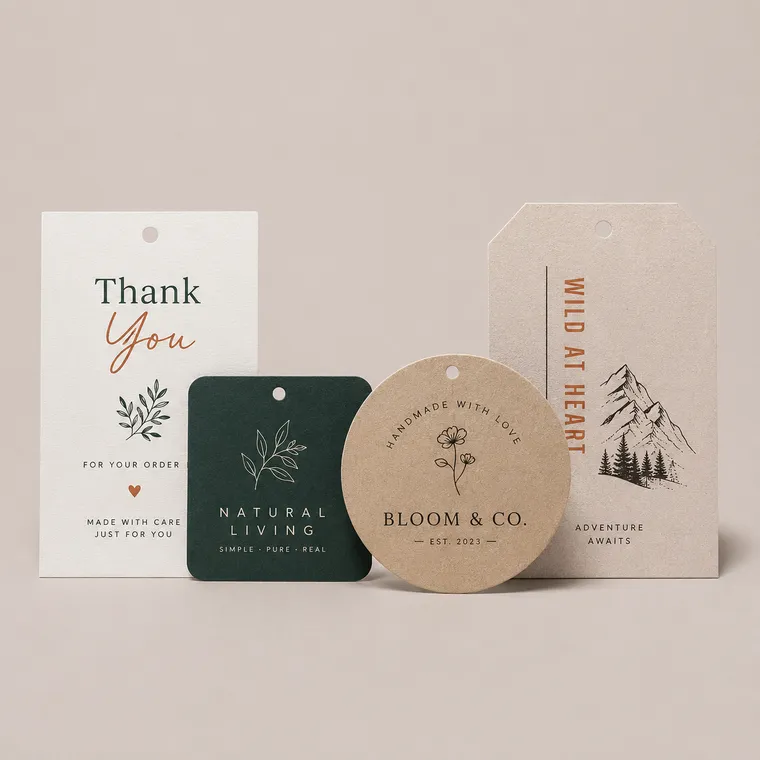 Printed tags and cards in custom shapes and sizes