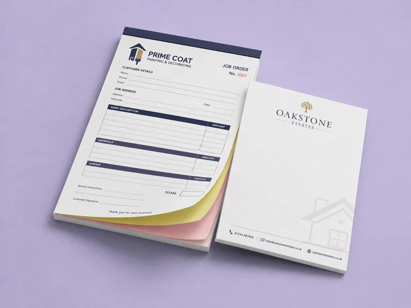 Branded notepads and NCR duplicate pads