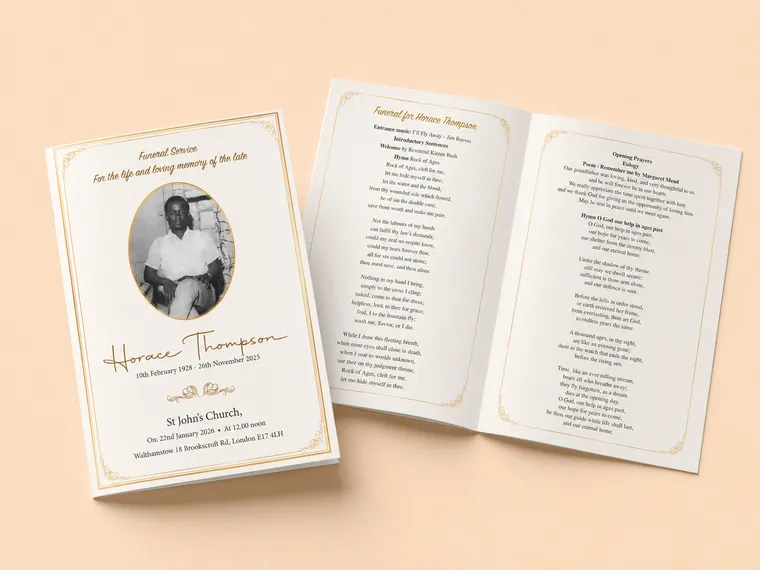 Funeral order of service booklet