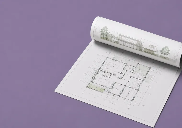 Rolled architectural plan print